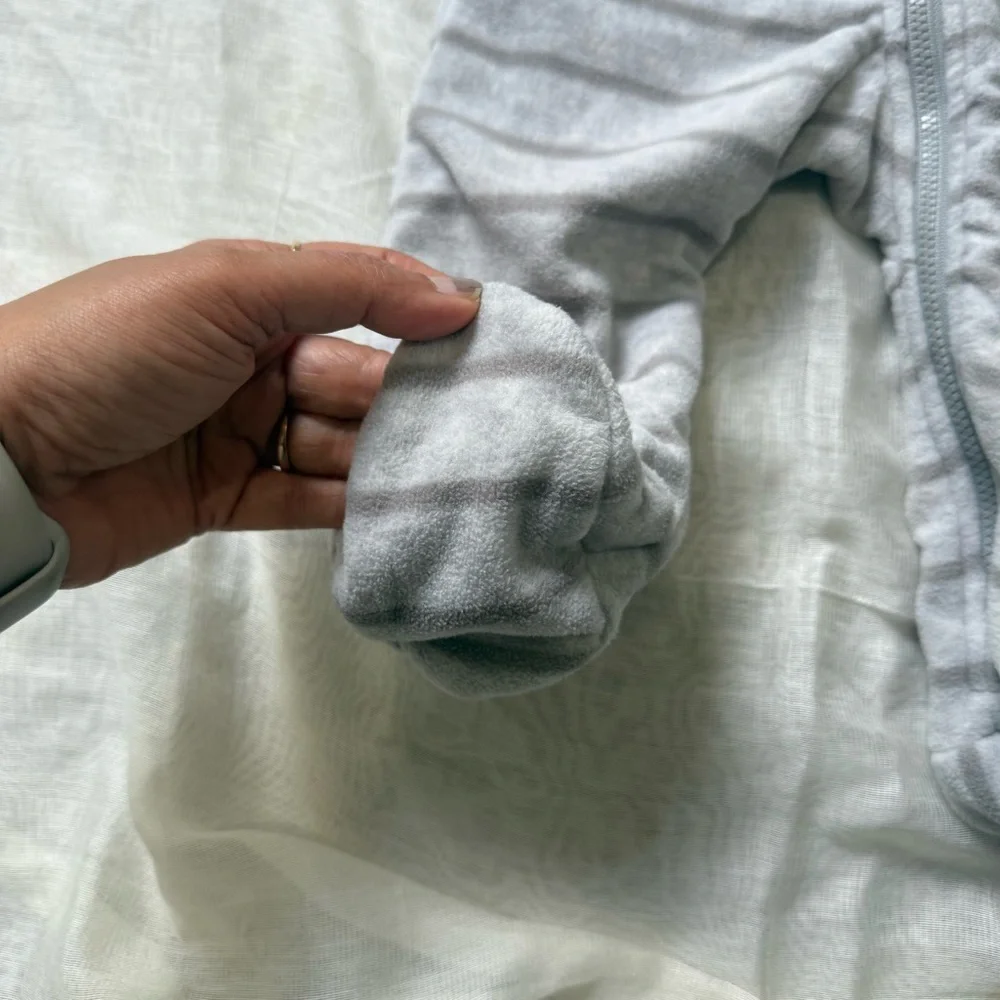 Carter's Striped Gray Hooded Footie Size 6 months